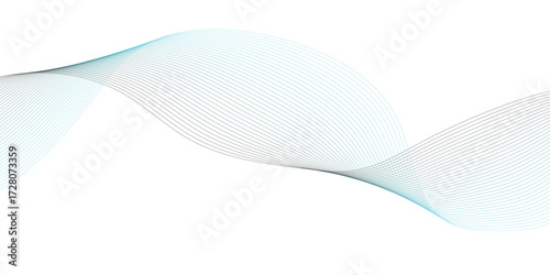 Abstract wave element for design. Digital frequency track equalizer. Stylized line art background. Vector illustration. Wave with lines created using blend tool. Curved wavy line, smooth stripe. 