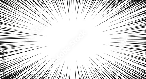 Manga transparent comic explosion, motion or movement effect, vector background. Manga anime cartoon radial speed lines and abstract pattern for comic book burst, flash ray or explode bang action