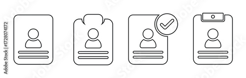 Set of id card icon. Identification Badge Icon. ID Card Icon Set Vector Design on White Background. Identification card outline and shape icon illustration
