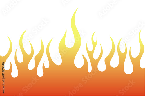 Bright gradient flame border background with fire shapes in orange and yellow
