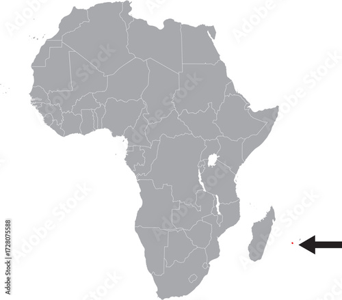  Reunion Island (France) on Africa Map Grey High Detailed