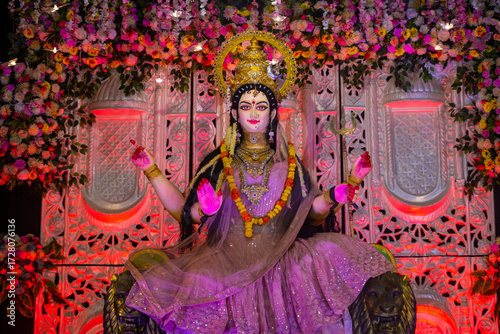 Decorated beautiful idol of goddess durga