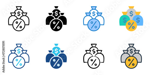 Interest rate icon set multiple style collection 
