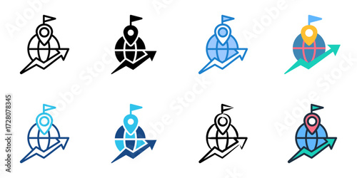 Gross Domestic Product icon set multiple style collection 
