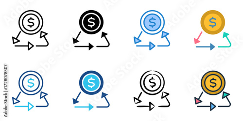 Discounted Cash Flow icon set multiple style collection 
