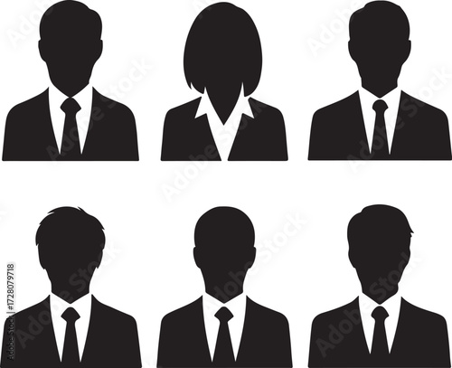 PrintCollection of diverse business people silhouettes in formal attire