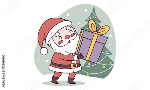 Santa Claus Holding Gift