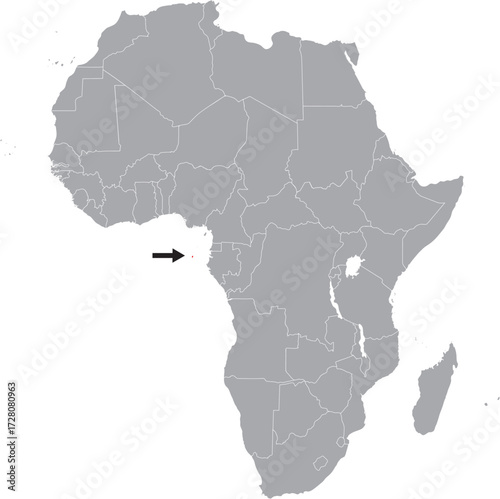 Sao Tome and Principle on Africa Map Grey High Detailed