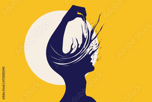 Hand Manipulating Brain – Abstract Mind Control and Performance Concept Illustration