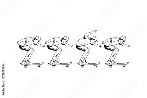 Skateboarding Silhouettes Performing Tricks