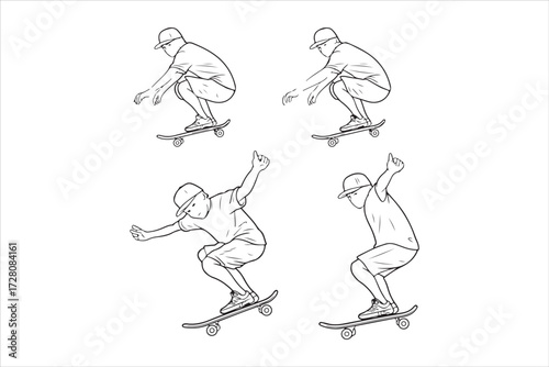 Skateboarding Silhouettes Performing Tricks
