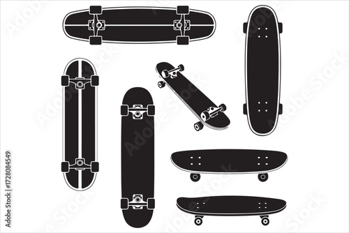 Skateboarding Silhouettes Performing Tricks