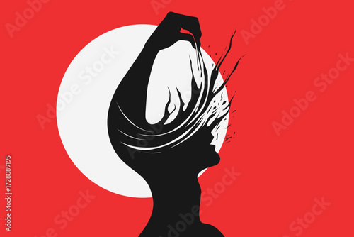 Hand Manipulating Brain – Abstract Mind Control and Performance Concept Illustration