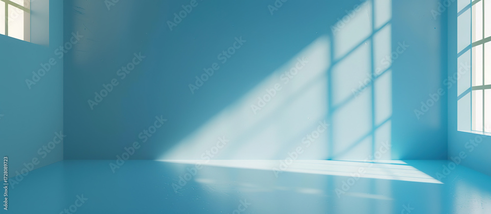 Obraz premium Sunlit Room: A minimalist room is bathed in soft, natural light, highlighting the clean lines of the architecture and the serene atmosphere within.