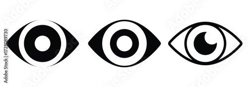 Eye icon set. Eye symbol. Open eyes icons. Eyesight symbol , eye, view, vision icons in flat style. vision symbol. eyesight healthcare and medical sign symbol. retina scan eye icons. EPS 10
