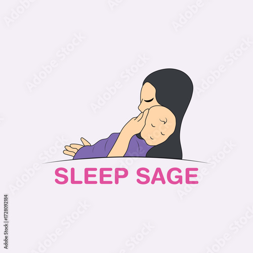 Baby Sleep Vector logo icon. Baby Sleep Sage logo concept.