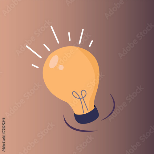 An illustration of a yellow light bulb glowing, symbolizing ideas, inspiration, and creativity. The brown gradient background adds a warm and inviting impression