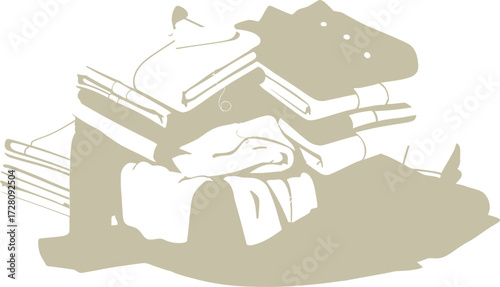 Stack of freshly folded laundry clothes towels and shirts illustration