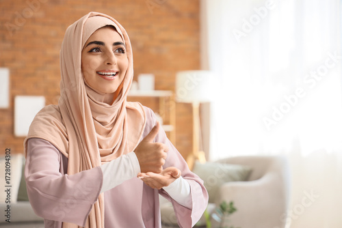 Young Muslim deaf mute woma...