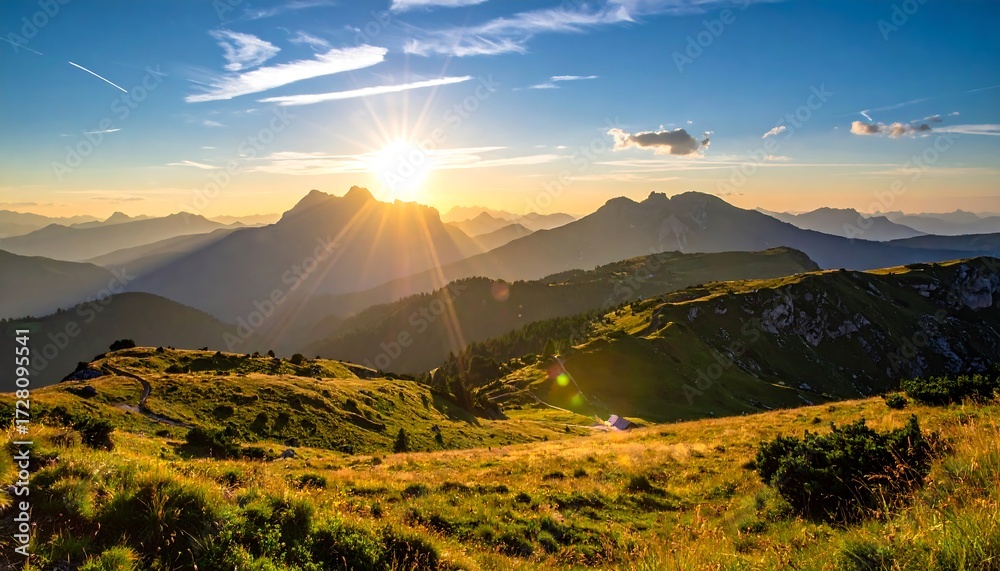 Obraz premium Mountain sunset panorama (6)
