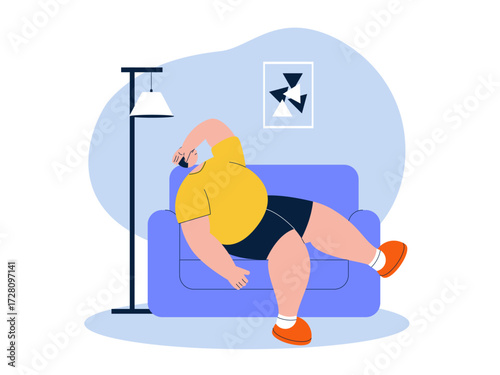 Lazy to do anything other than sleep. Laziness illustration. Flat vector illustration.