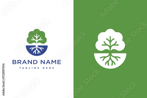 Tree and Roots Logo – Abstract Growth and Foundation
