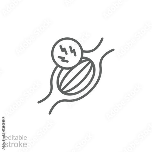 Muscle pain icon. Simple outline style. Muscle ache, fatigue or tension in tissue, body cramp due to physical injury, muscular, human body concept. Thin line symbol. Isolated design editable stroke.