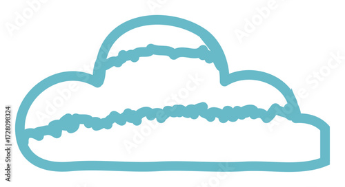A simple, hand-drawn illustration of a single light blue cloud with a sketchy texture.