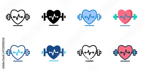 Heart Rate Training icon set multiple style collection 
