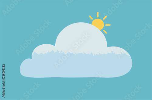 Light blue cloud with a yellow sun, suggesting pleasant weather.