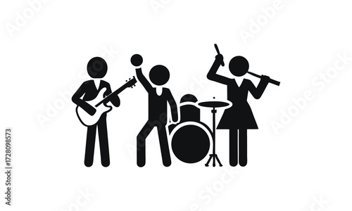 Music Band Silhouette Playing Live Instruments