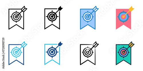 Goal Setting icon set multiple style collection 
