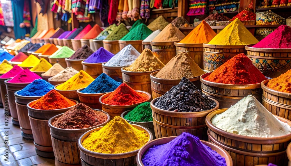 Fototapeta premium Colorful spice market display