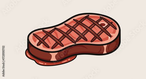 Ribeye steak with grill marks. Perfect for foodrelated designs, bbq restaurant menus, and summertime cookout themed visual content.