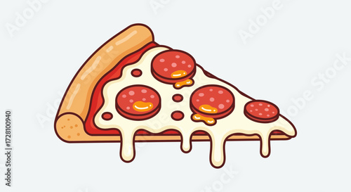 Showcases a mouthwatering pepperoni pizza slice with melted cheese perfect for restaurant menus, food blogs, or advertisements.
