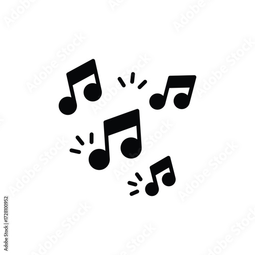 Music note icon. Simple solid style. Song, sound, sheet, concert, clef, sticker, treble, tone, classical, audio streaming services concept. Silhouette, glyph symbol. Isolated design.