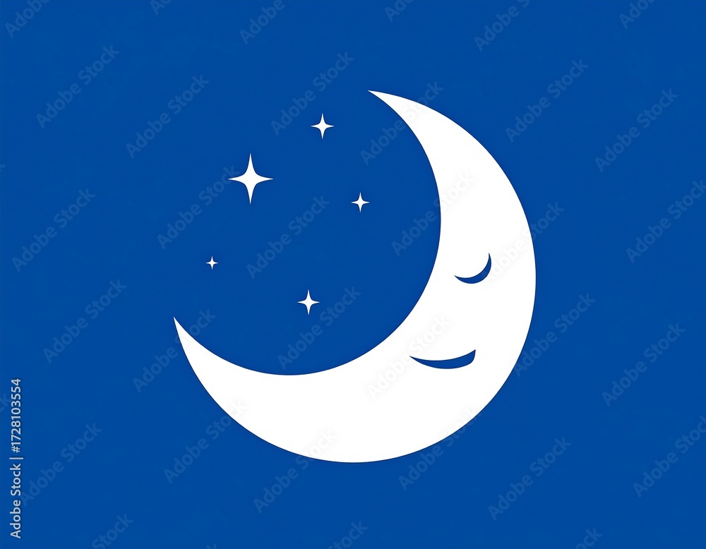 Obraz premium Serene Celestial Silhouette of a Sleeping Moon