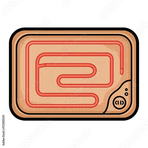 Topdown view heating mat with coiled tube system for radiant floor heating