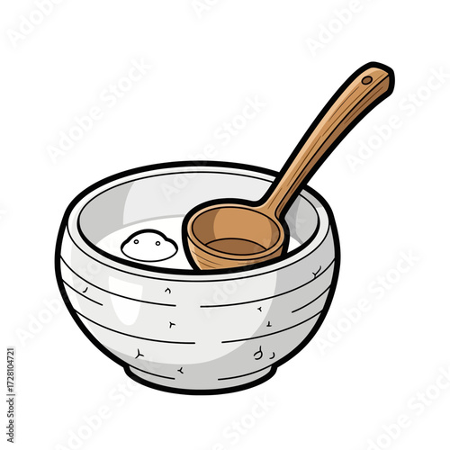 Bowl liquid with wooden spoon