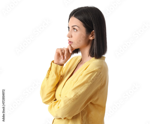 Thoughtful young woman on w...