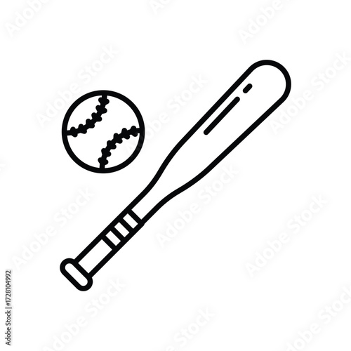 Baseball bat icon. Simple outline style. Baseball, bat, ball, base, softball, set, sport concept. Thin line symbol. Isolated design.