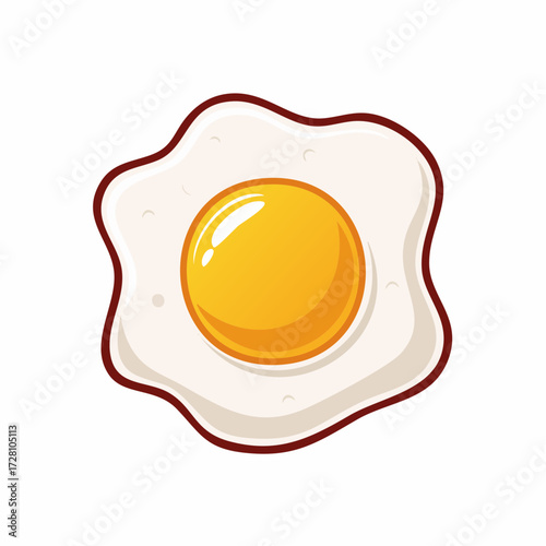 Cartoon illustration of a perfectly cooked sunny-side-up fried egg. Ideal for breakfast menus, food apps, healthy eating concepts, or culinary projects.