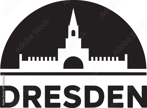 Dresden city silhouette, Germany famous skyline, black cityscape landmark outline