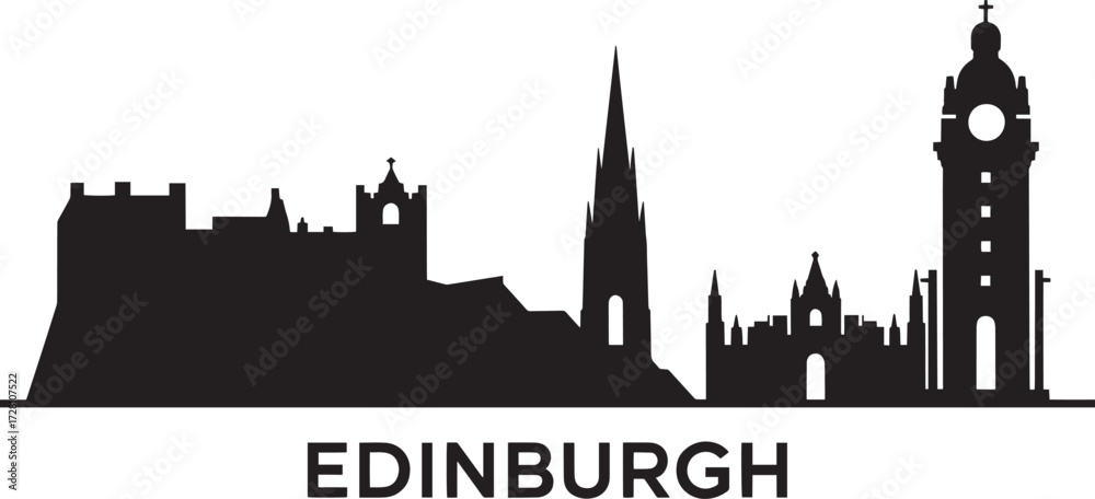 Naklejka premium Edinburgh city silhouette vector skyline illustration