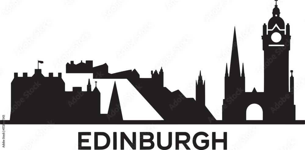 Fototapeta premium Edinburgh city silhouette vector skyline illustration