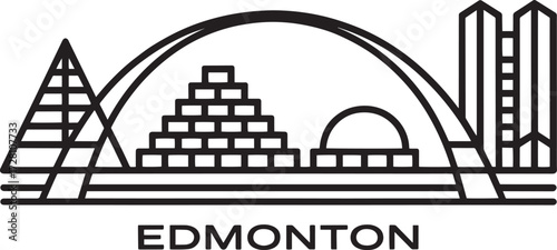 Edmonton City Outline - Canada Urban Landmark Line Art Skyline Vector Black on Transparent