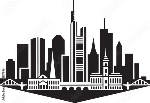 Frankfurt am Main city skyline silhouette. Germany urban architecture panorama