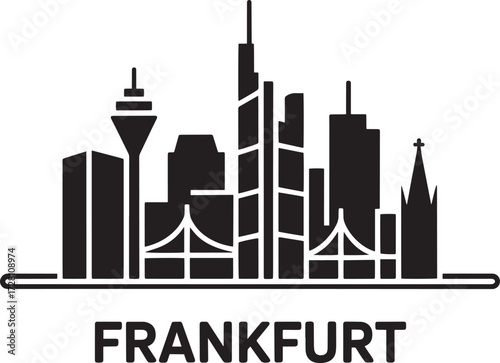 Frankfurt city skyline silhouette architecture illustration travel landmark building