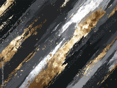 추상적인 금색과 회색 붓 터치 배경의 고급스러운 질감