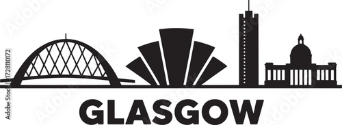 Glasgow Scotland City Skyline Silhouette Landmark Urban Landscape Famous Buildings